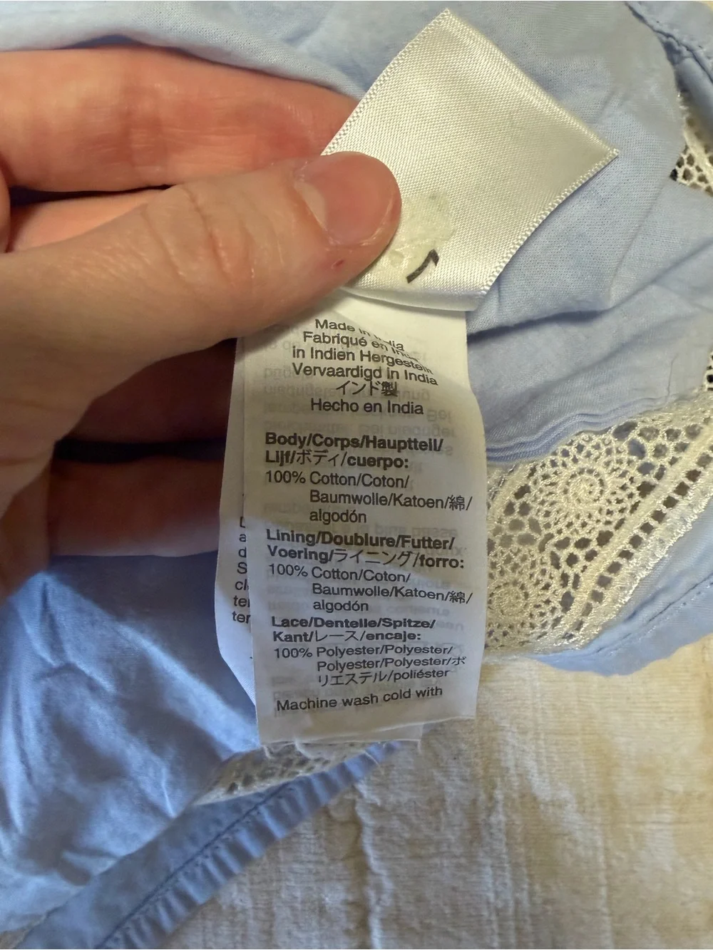 J. Crew Light Blue Lace-Trim Peplum Blouse